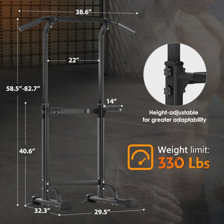 Adjustable Pull Up Bar & Dip Station - 10 Height Settings, 400LBS Capacity, Multifunctional Home Gym Strength Trainer for Men & Women,Black