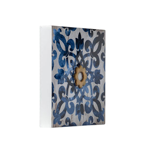 S/4 Abstract Blue, White, and Gold Wall Decor Accents, 9.5x9.5'