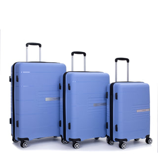 Hardshell Suitcase Double Spinner Wheels PP Luggage Sets Lightweight Durable Suitcase with TSA Lock, Purplish Blue, 3-Piece Set