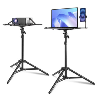 Projector Stand Tripod | Adjustable Height 26.97–63 in | Portable Projector & Laptop Stand with Tray & Gooseneck Phone Holder | Outdoor Movies, Home, Office, Stage & Studio