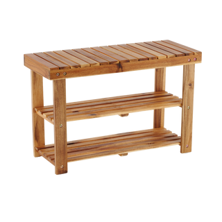 Acacia Wood Shoe Rack Bench Strong Weight Bearing Upto 200 LBS Best Ideas For Entryway Frontdoor Bathroom, Natural Color.
