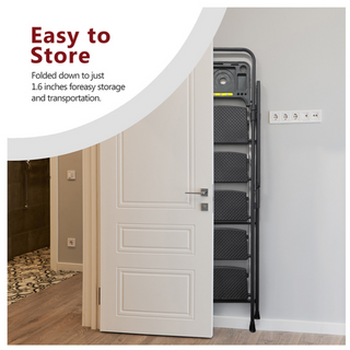 4 Step Folding Ladder | 440 lbs Capacity Steel Step Stool with Non-Slip Pedals