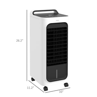 HOMCOM 26" Evaporative Air Cooler with Ice Packs, 3-in-1 Cooling Fan, 90° Oscillation, Timer & Remote – Portable Swamp Cooler for Home & Office