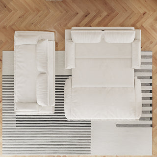 73.2'Queen Pull Out Sofa Bed,3-in-1 Convertible Sleeper Sofa,Multi-Functional Velvet Loveseat Bed,Beige/White
