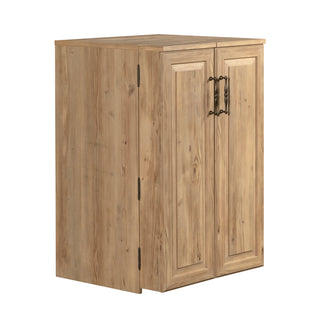 Multi-Functional Craft Station Desk (Brown Finish) – Large Work Surface, Drop-Leaf Extension, Adjustable Storage Shelves & 2 Drawers – Home Office/Hobby