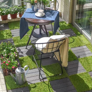 Artificial Lawn 36pcs Interlocking Artificial Grass Tiles For Patio, Balcony, Backyard, Artificial Turf Floor, 12x12 inches,Green