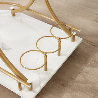 2-Tier Rolling Bar Cart, Industrial Style Beverage Cart with Wine Rack and Glass Holder, Mobile Wine Trolley for Kitchen and Living Room