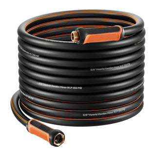 Garden Hose, 75 ft 5/8' Heavy Duty 4-Layer Rubber Water Hose, 150PSI Working & 600PSI Burst, Flexible & Non-kink Outdoor Waterhose with 3/4' Fitting, Lightweight Hoses for Gardening Cleaning