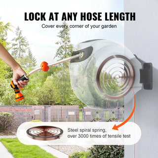 Retractable Hose Reel Water Hose Reel 65'x5/8' 180° Swivel Wall-Mounted