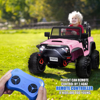 12V Ride on Car Truck with Remote Control, 2 Seater Kids Electric Car, Spring Suspension, 9Ah Battery Powered, 3 Speeds, Double Doors, Music Player
