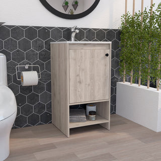 Chariot Free Standing Vanity Cabinet with Open Shelf - Modern Space-Saving Bathroom Storage in White or Light Gray