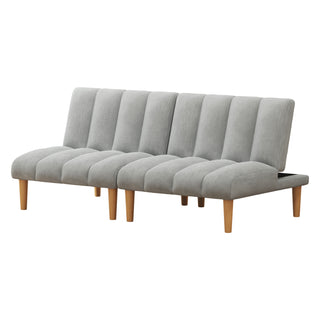 Corduroy fabric, wooden legs convertible sofa bed (Color:Grey)