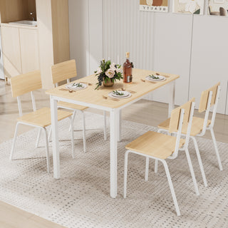 5-Piece Dining Table Set with 4 Chairs, 43" Kitchen Table and Chairs Set for 4, Metal Frame and MDF Board Dining Room Table, Perfect for Small Space, Easy to Clean
