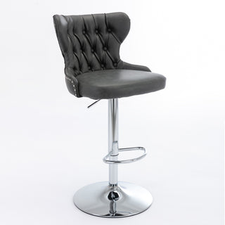 Swivel PU Barstools with Adjustable Seat Height (25-33 Inch), Modern Upholstered Chrome Base Bar Stools with Backs, Comfortable Tufted Design for Home, Pub, and Kitchen Island, Olive Green, SW1844GY