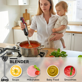 LINKChef Immersion Blender, 1000W 20-Speed 5-in-1 Immersion Hand Blender with Turbo Mode, Scratch-Resistant Stick Blender for Baby Food Processor & Chopper(Black)