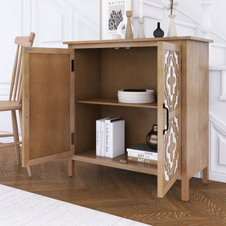 Hand-Carved 2-Doors Accent Cabinet - Traditional Craftsmanship and Functionality Combined