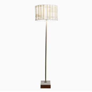 Viora Marble Base Floor Lamp | Slim Standing Light, Neutral Shade, Dark Brown/White, Metal & 110V