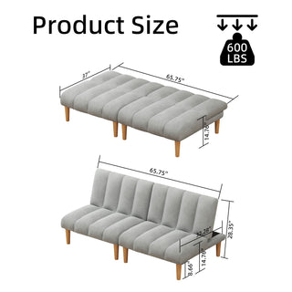 Corduroy fabric, wooden legs convertible sofa bed (Color:Grey)