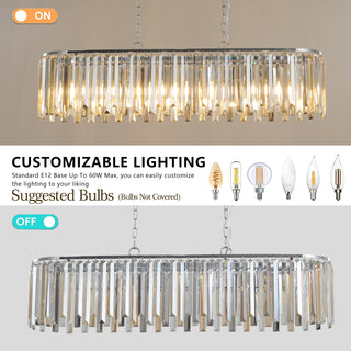 (Same as W1340P189407/L5018) Modern Oval Crystal ceiling chandelier Luxury Home Decor Light Fixture (No Bulbs)