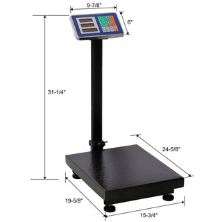 Digital Weight Computing Floor Platform Scale with Price Calculator, Black Steel, 24.6 x 15.7 x 31.2 inches
