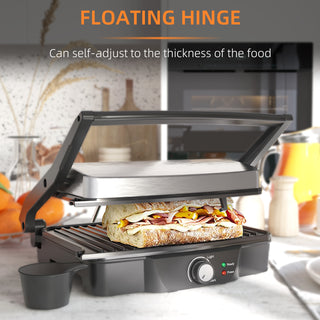 4-Slice Panini Press Grill – Stainless Steel Sandwich Maker with Non-Stick Plates, Locking Lid & Drip Tray