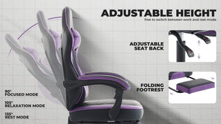 Black &amp; Purple Gaming Chair | Ergonomic w/ Footrest, Massage Lumbar &amp; 300lb Capacity