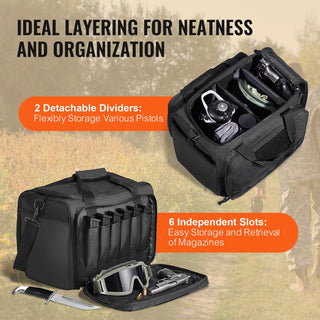 Tactical Gun Range Bag for 3 Pistols | Single Shoulder Strap | Black