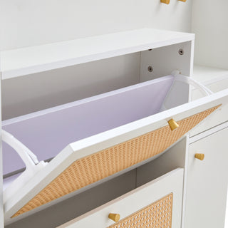 Modern Minimalist Storage Cabinet - Japanese Rattan Shoe Cabinet, Bed Top Cabinet, Small Home Furniture for Corridors and Living Rooms - GZ-DI-03