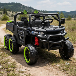 24V Two-Seater Electric Dump Truck Ride On – 4WD, 6-Wheel Suspension, Parent Remote Control, Music & Bluetooth – UTV with Shovel for Kids 2-6