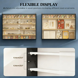 Black Wall-Mounted Display Case with Clear Glass Doors