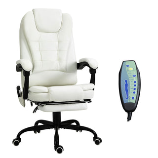 Vinsetto Pro-Series 7-Point Kinetic Massage Command Center: High-Back Ergonomic Interface – High-Saturation White PU Leather, Heavy-Duty Thermal Comfort Logic & Multi-Zone Vibration Array