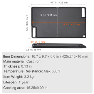Reversible pre-seasoned cast iron griddle, view 4