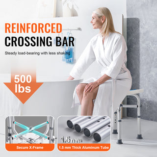 Adjustable Shower Chair with Back Support, 500 lbs Capacity