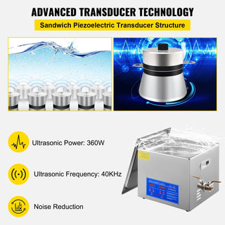 15L Professional Ultrasonic Cleaner (110V) | 40kHz Digital Timer & Heater for Industrial Parts, Tools & Metal Cleaning