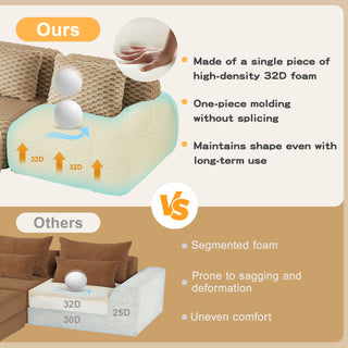 82" Light Camel Textured Flannelette Modular Sectional - No Assembly Boneless Cloud Couch