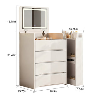 3-in-1 Flip Mirror Vanity Desk with LED Lights, White