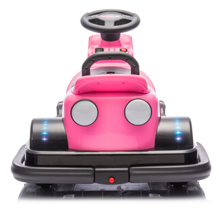 12V Kids Ride On Motor Bumper Car,integrating system,Rotate 360 degrees in place,Collision triggers sound effects and lights,Four-wheel waterfall light,Cute appearance design for kids aged 3-5.