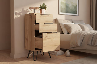 Augusta Light Oak 3-Drawer Dresser with Hairpin Legs - Compact Modern Storage