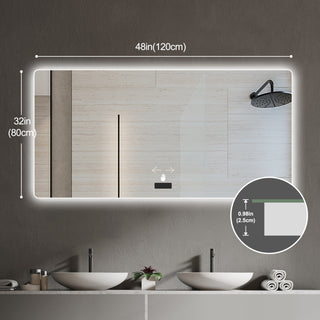 Best 48x32 Frameless LED Bathroom Mirrors - Smart Backlit Mirrors with Anti-Fog &amp; Sensors