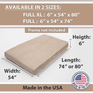 Memory Foam Infused Futon Mattress Full – Washable Removable Cover, Heavy-Duty Zipper, Thick Foldable Sofa Bed Cushion for Guest Room, Apartment, Dorm (Frame NOT Included)