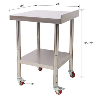Compact Stainless Steel Prep Table 24x24" | Heavy-Duty Worktable with Backsplash & Casters