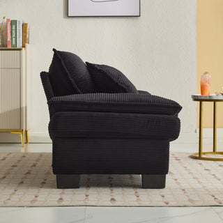&nbsp;Black Corduroy Sofa Sleeper Loveseat - Comfy Deep Seat Couch for Small Spaces
