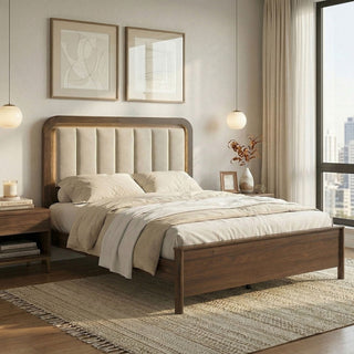 Mid-century modern queen bed in walnut, view 12