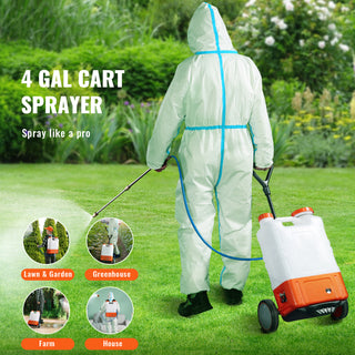 VEVOR Battery Powered Backpack Sprayer with Cart, 4 Gallon