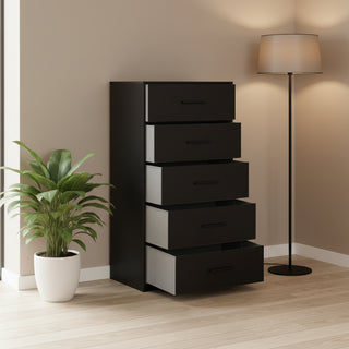 5-Drawer Dresser with Large Fabric Drawers, Black