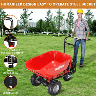 RedRock Electric Wheelbarrow | 500lbs Capacity Material Debris Hauler with 1000lbs Towing