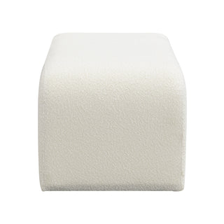 White upholstered boucle storage ottoman, view 10