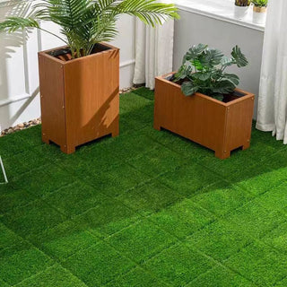 Artificial Lawn 36pcs Interlocking Artificial Grass Tiles For Patio, Balcony, Backyard, Artificial Turf Floor, 12x12 inches,Green