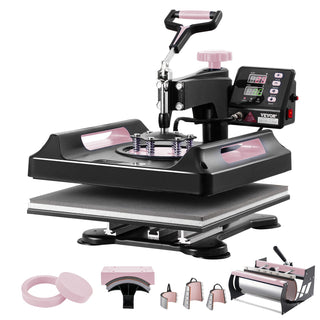 8 in 1 Heat Press Machine 15x15 in 30oz Tumbler Press T-Shirts Black