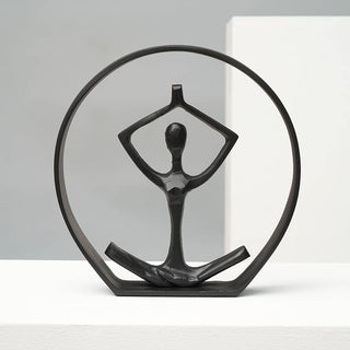 Black Aluminum Yoga Pose Sculpture Figurine–10x1.5x10'